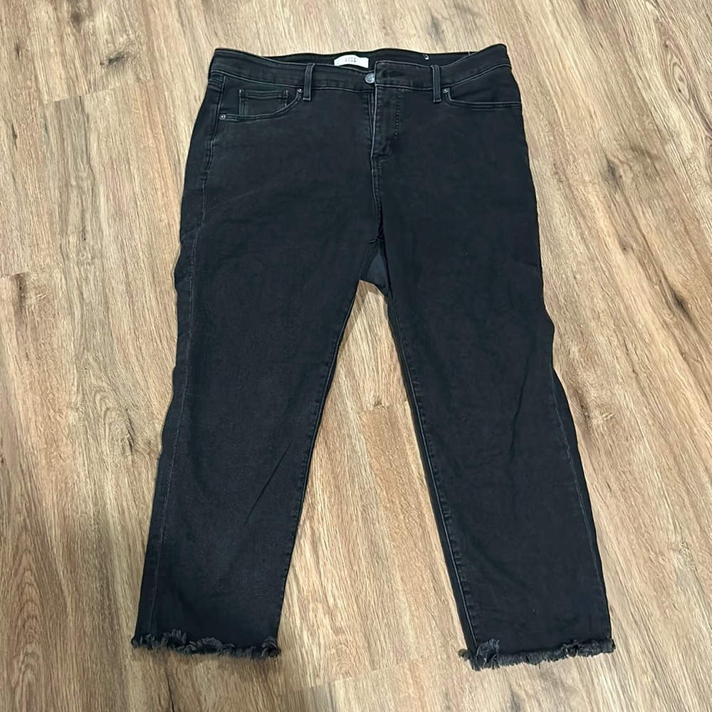 Loft Plus black straight ankle jeans. Size 14.